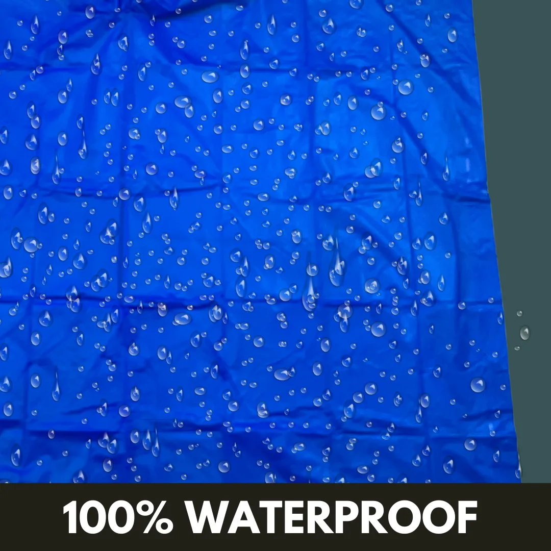 10 Mil Blue Vinyl Rain Poncho with Hood - Adult Size  - RAIN-49050