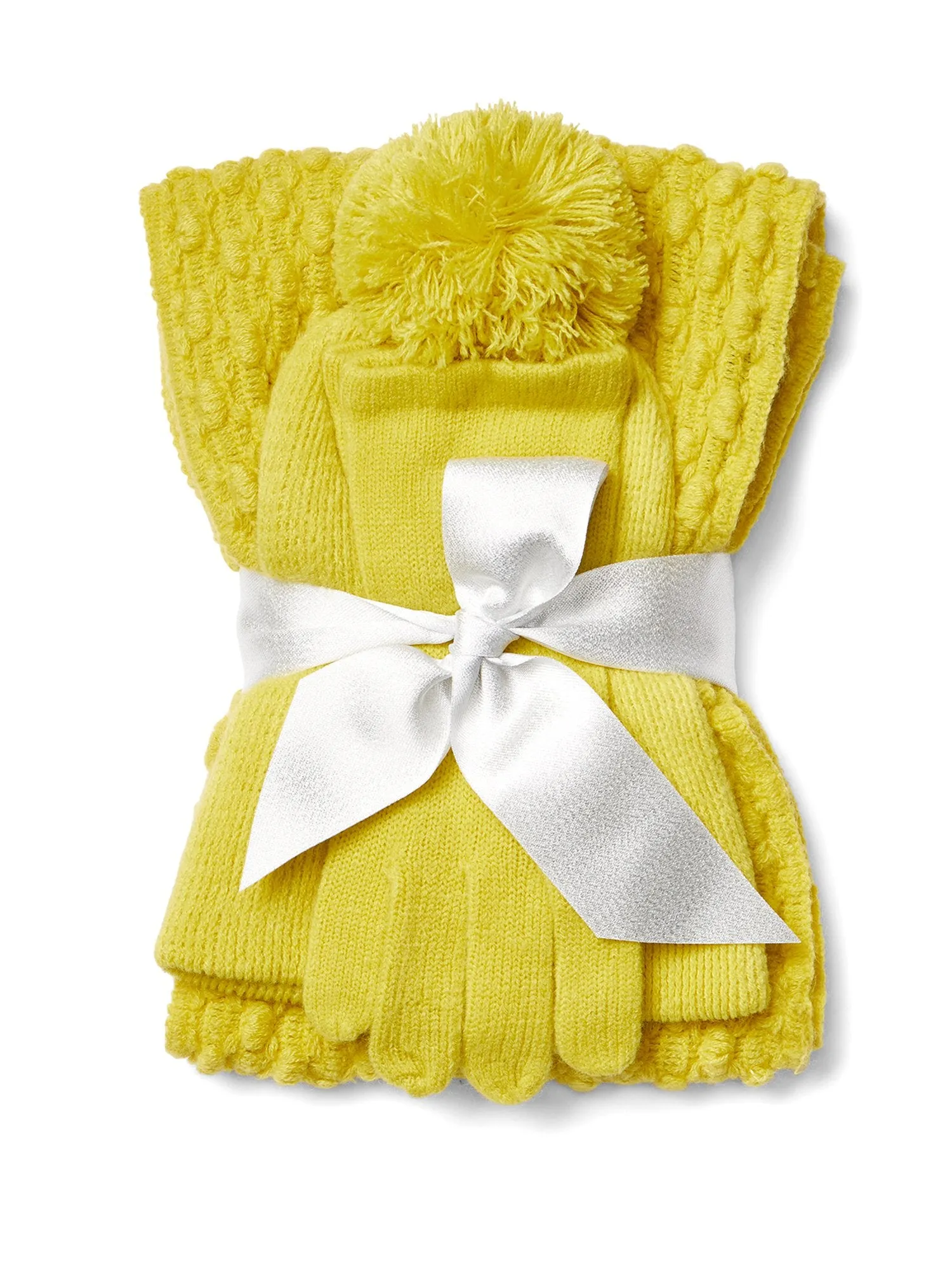 3-Piece Popcorn-Knit Scarf, Hat & Gloves Set