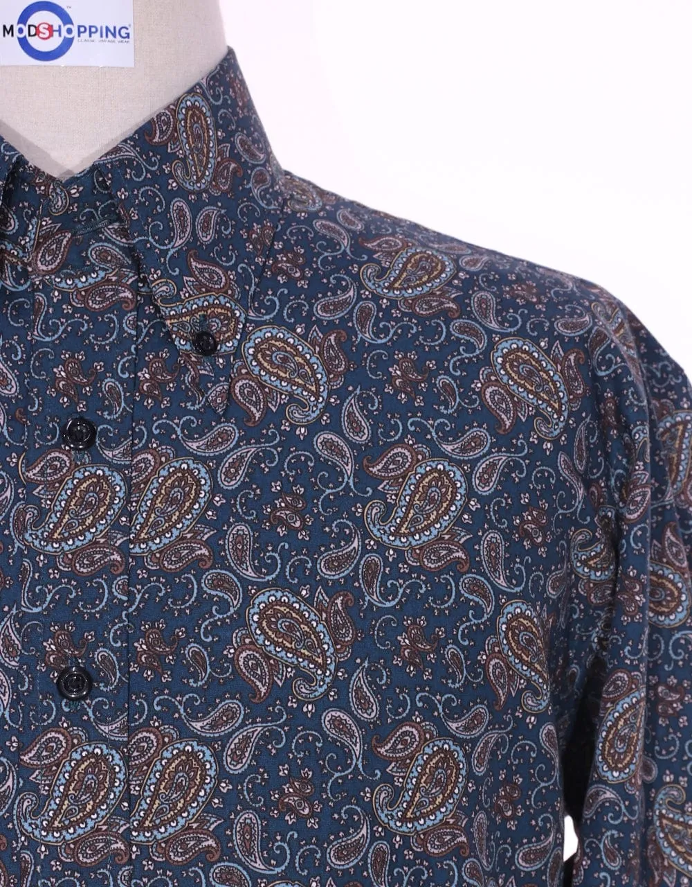 60s Style Multi Color Paisley Shirt