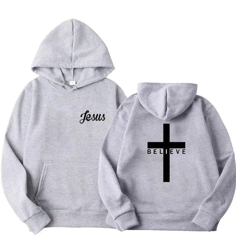 ABC Believe Cross Printed Hoodie Men's Pattern Drawstring