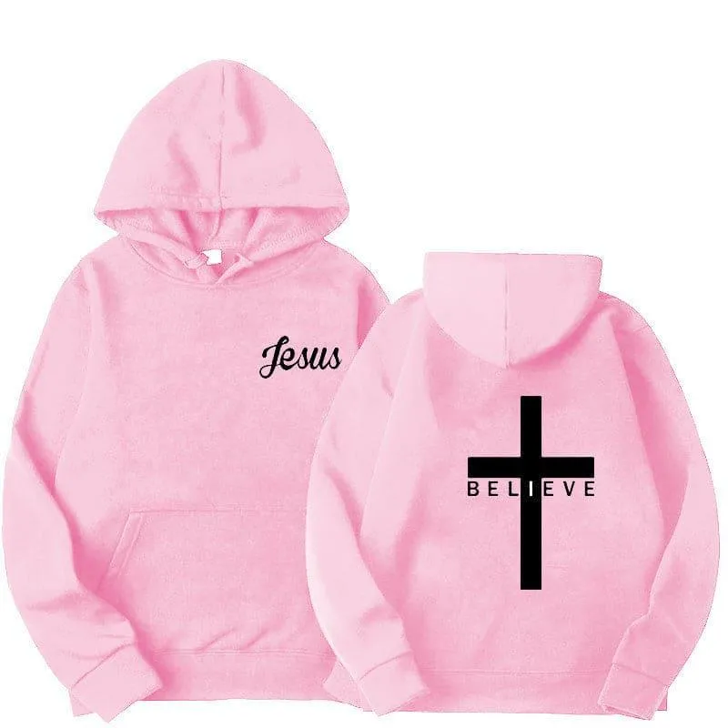 ABC Believe Cross Printed Hoodie Men's Pattern Drawstring