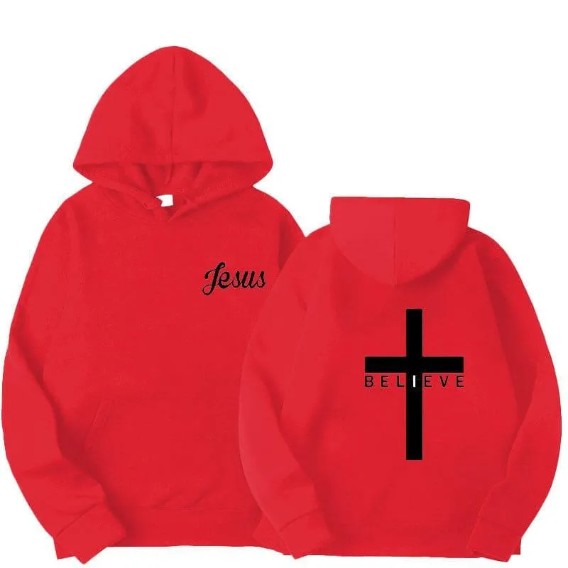 ABC Believe Cross Printed Hoodie Men's Pattern Drawstring