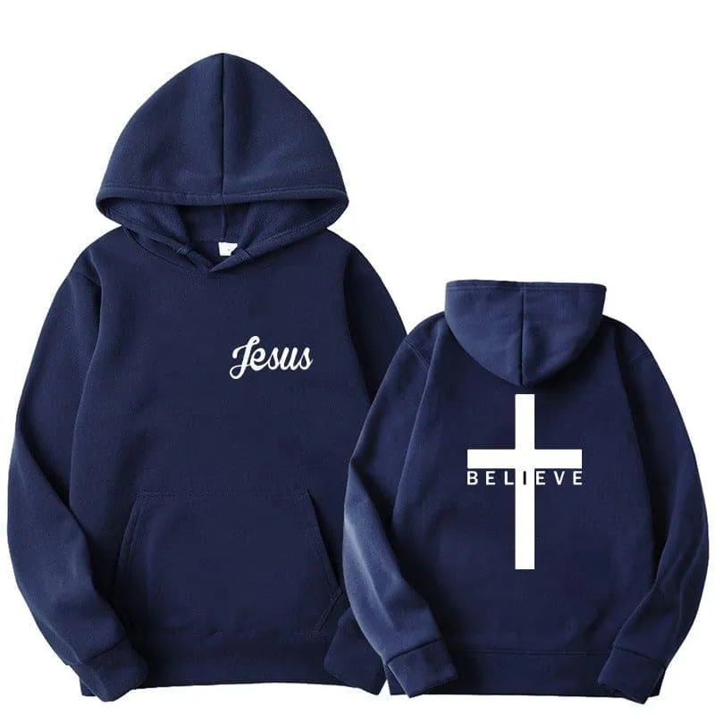 ABC Believe Cross Printed Hoodie Men's Pattern Drawstring