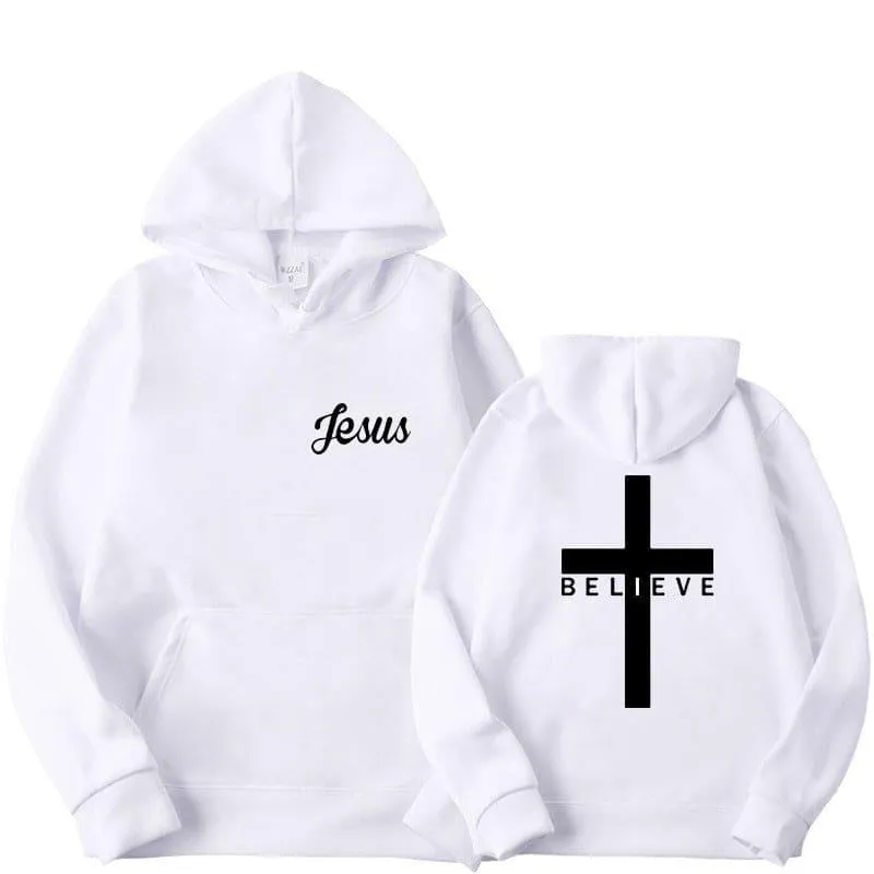 ABC Believe Cross Printed Hoodie Men's Pattern Drawstring