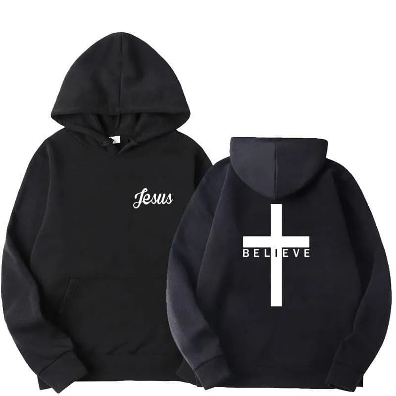 ABC Believe Cross Printed Hoodie Men's Pattern Drawstring