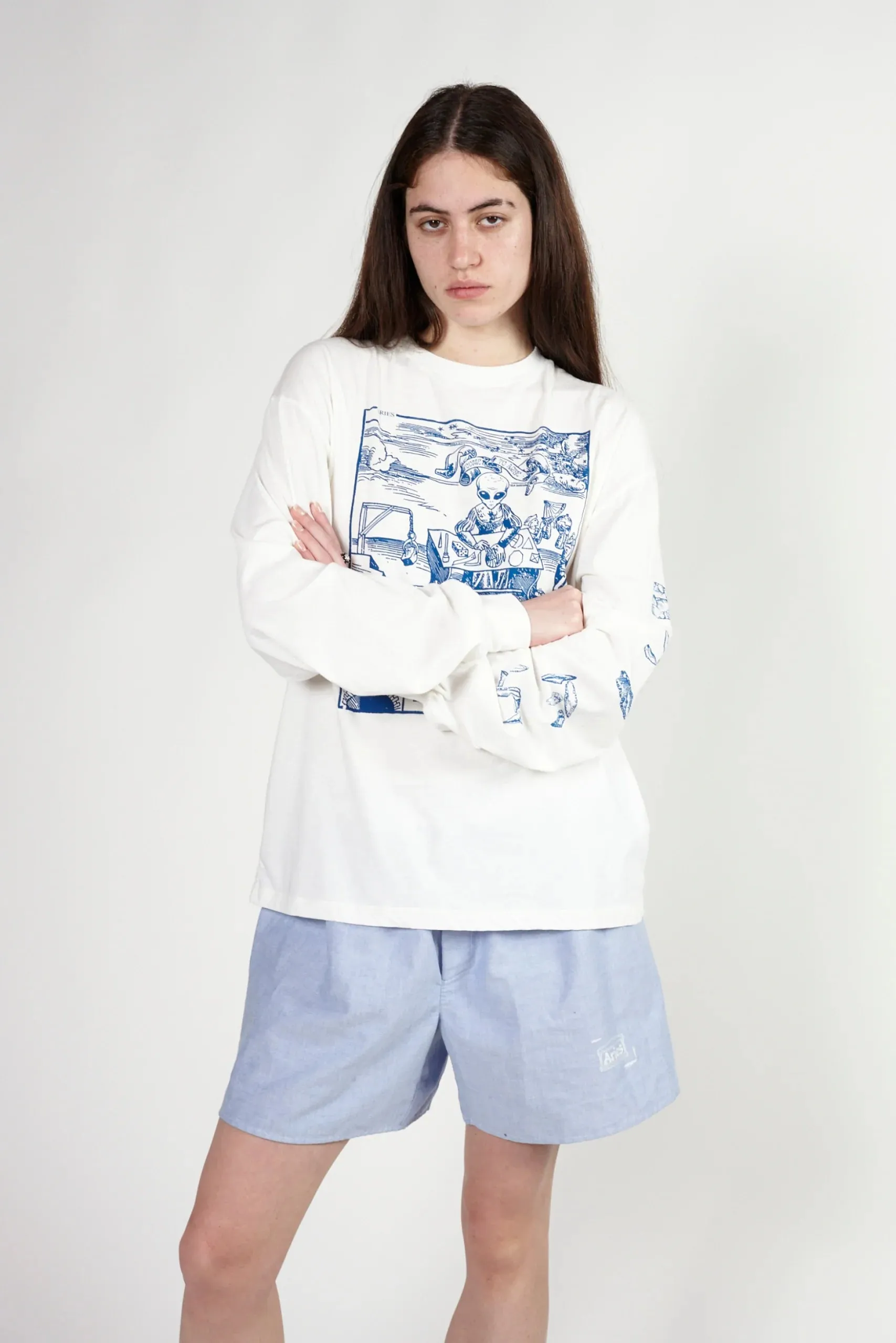 ALIEN WOODCUT LS TEE / ARIES / WHITE