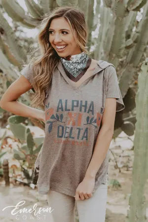 Alpha Xi Delta Floral PR Short Sleeve Poncho