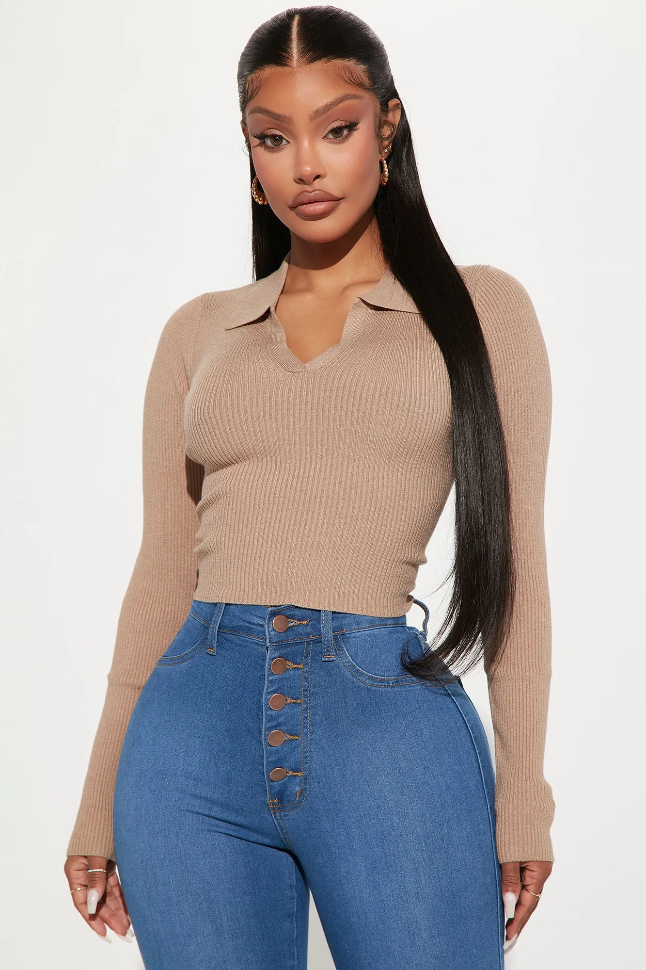 Amber Crop Sweater - Khaki