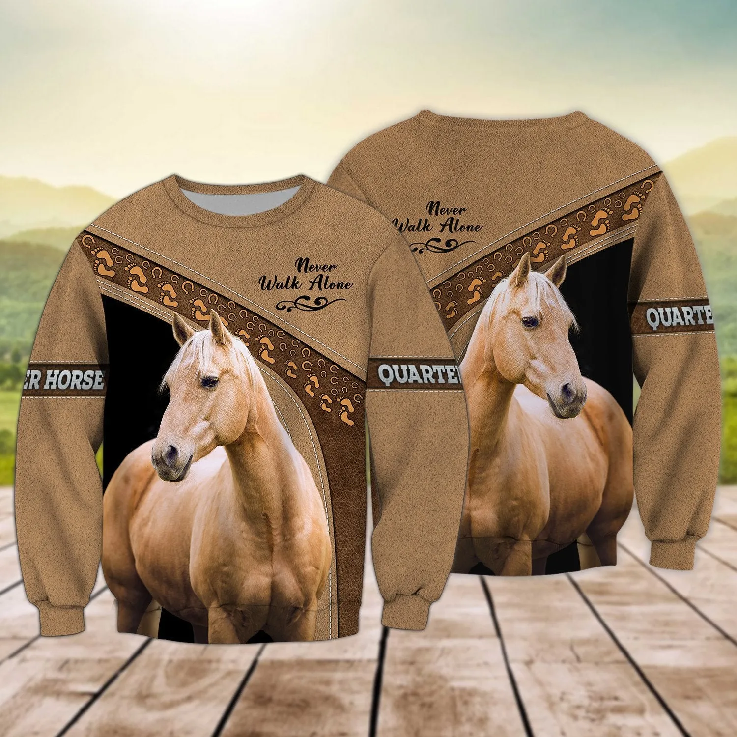 American Quarter Horse Never Walk Alone 3D Full Print Christmas Sweatshirt