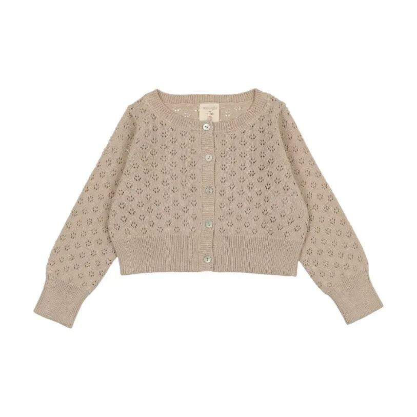 Analogie Taupe Pointelle Cardigan