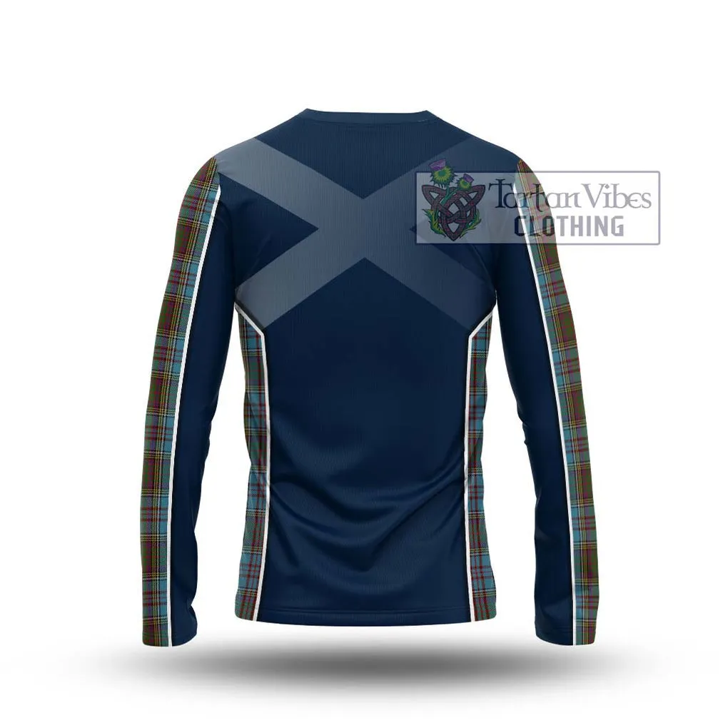 Anderson Tartan Long Sleeve T-Shirt with Family Crest and Lion Rampant Vibes Sport Style