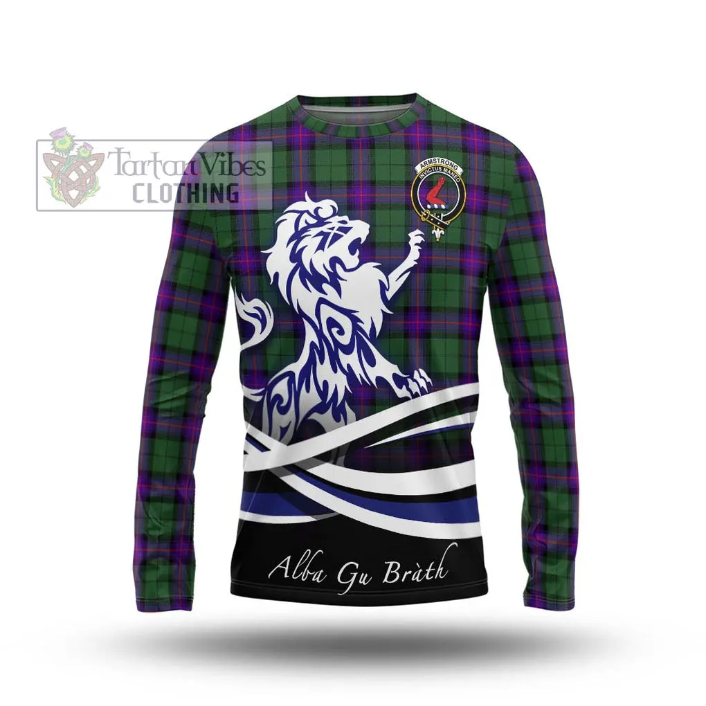 Armstrong Modern Tartan Long Sleeve T-Shirt with Alba Gu Brath Regal Lion Emblem