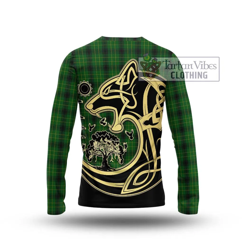 Arthur Highland Tartan Long Sleeve T-Shirt with Family Crest Celtic Wolf Style