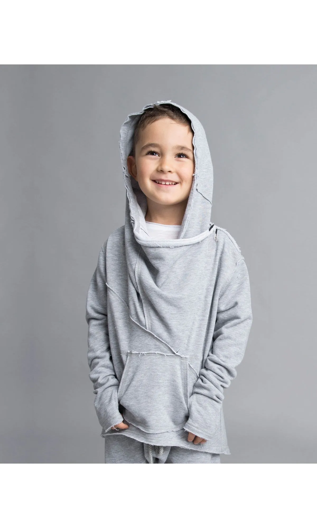 Asymmetric Front Pocket Cotton Hoodie