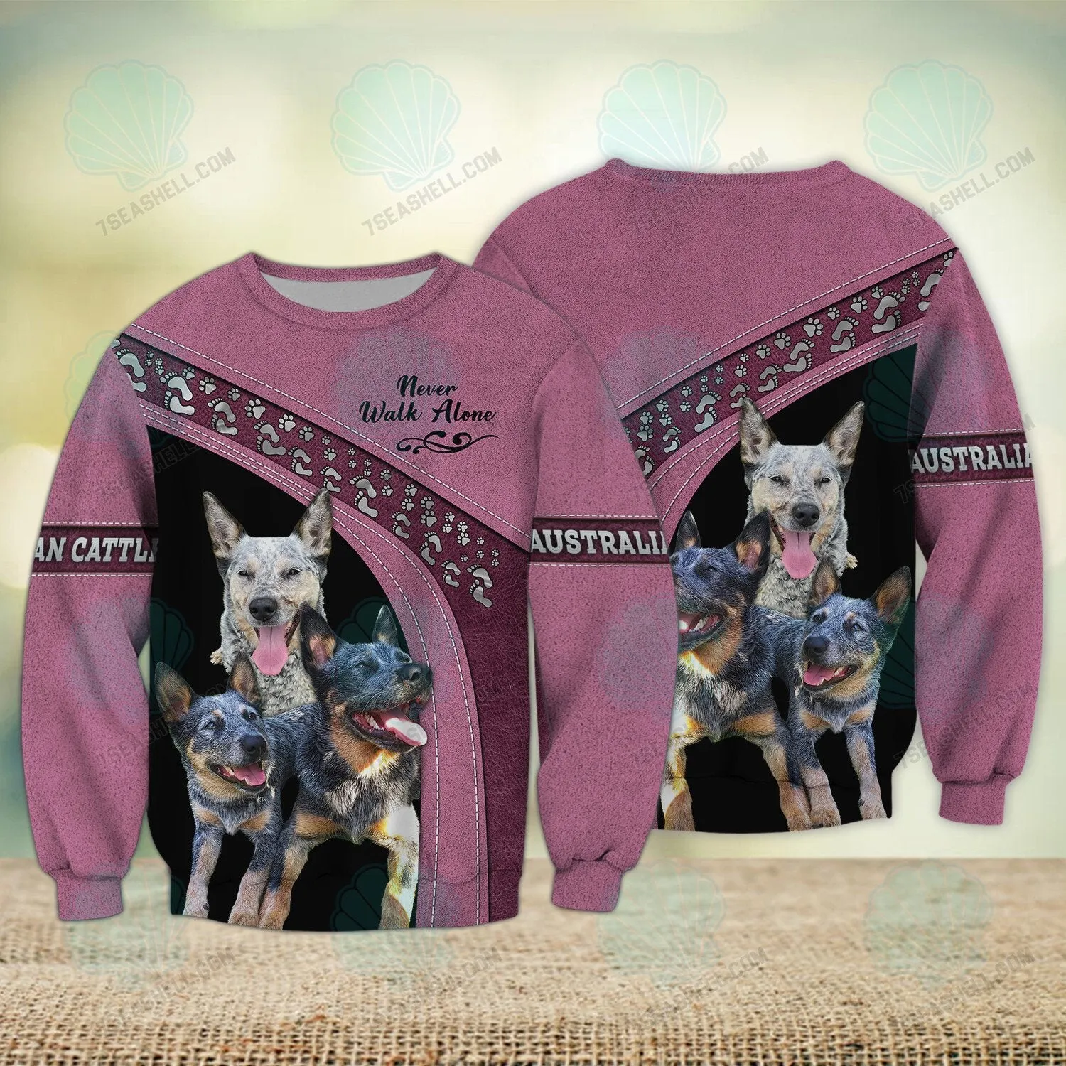 Australian Cattle Love Never Walk Alone 3D Full Print Christmas Sweatshirt Shirts