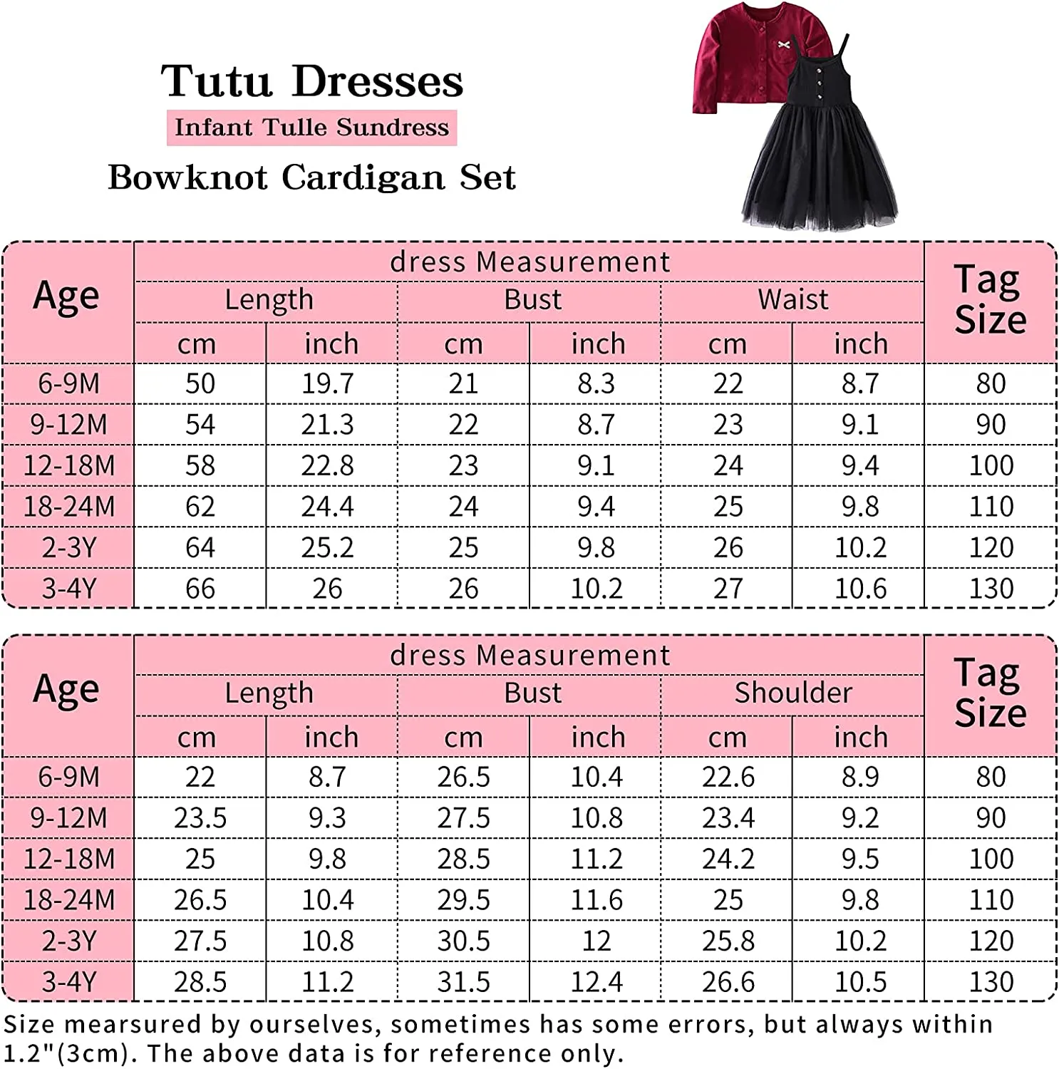 Baby Girls Tutu Dresses, Infant Tulle Sundress Sleeveless Buttons Dress and Bowknot Cardigan Set