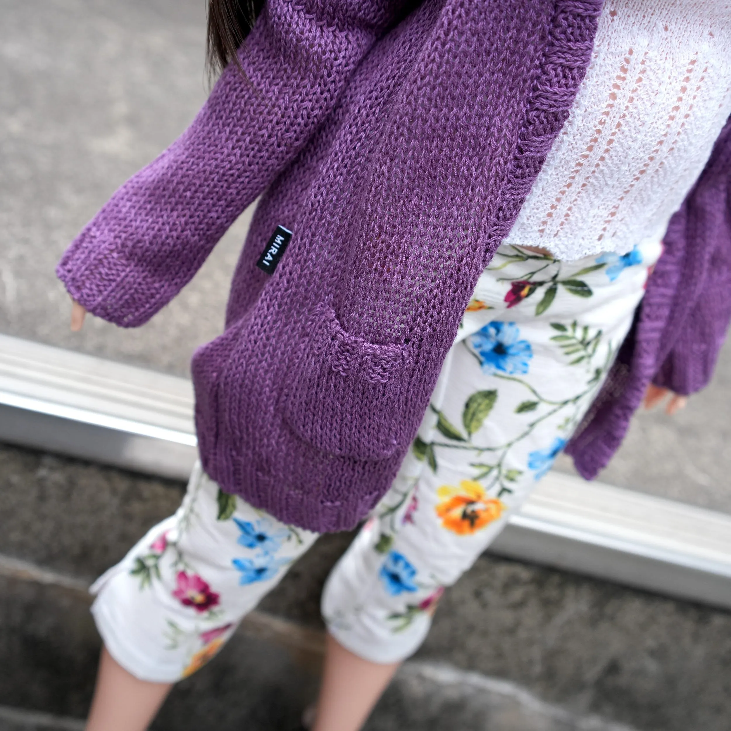 Baggy Knit Cardigan (Purple) [Pear Body]