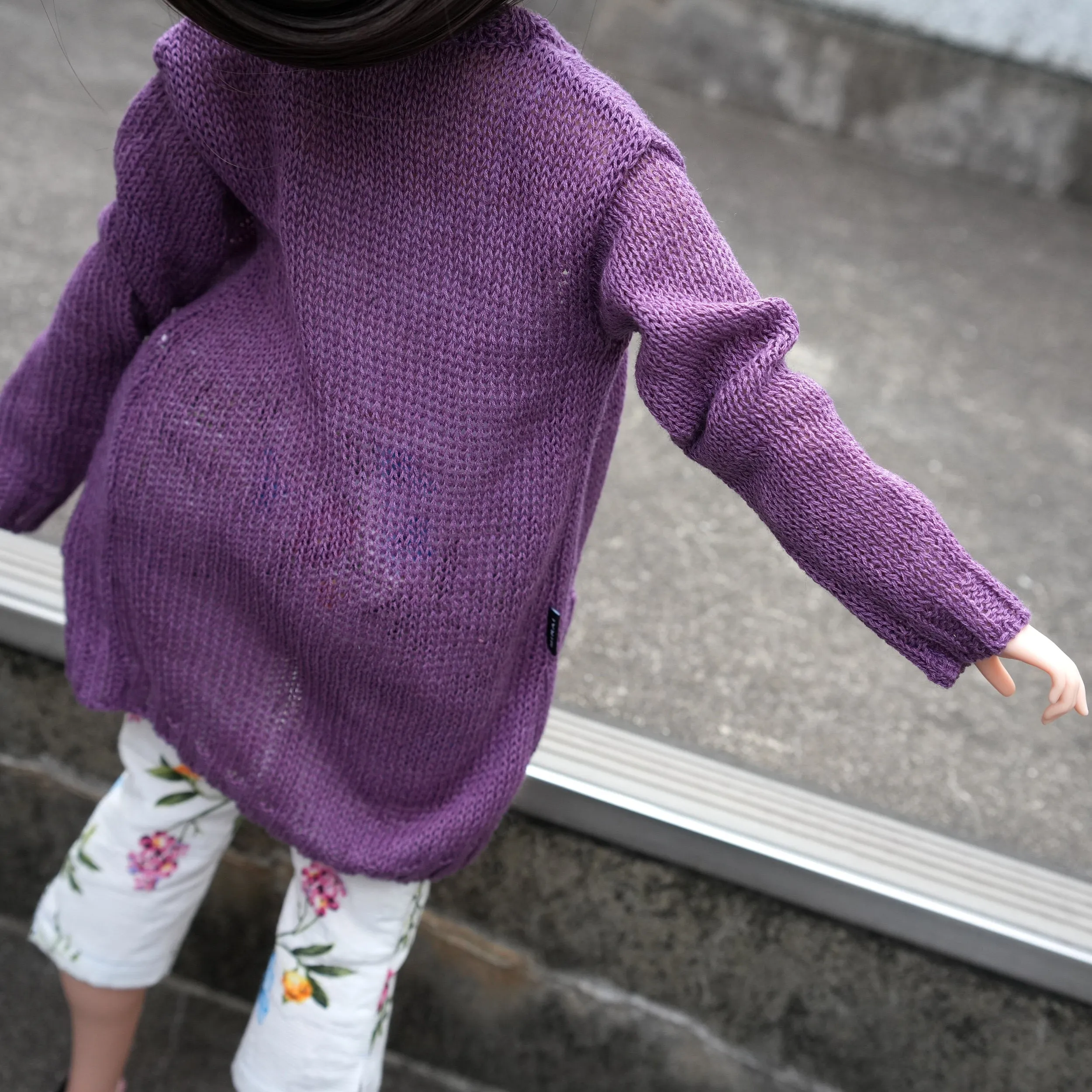 Baggy Knit Cardigan (Purple) [Pear Body]