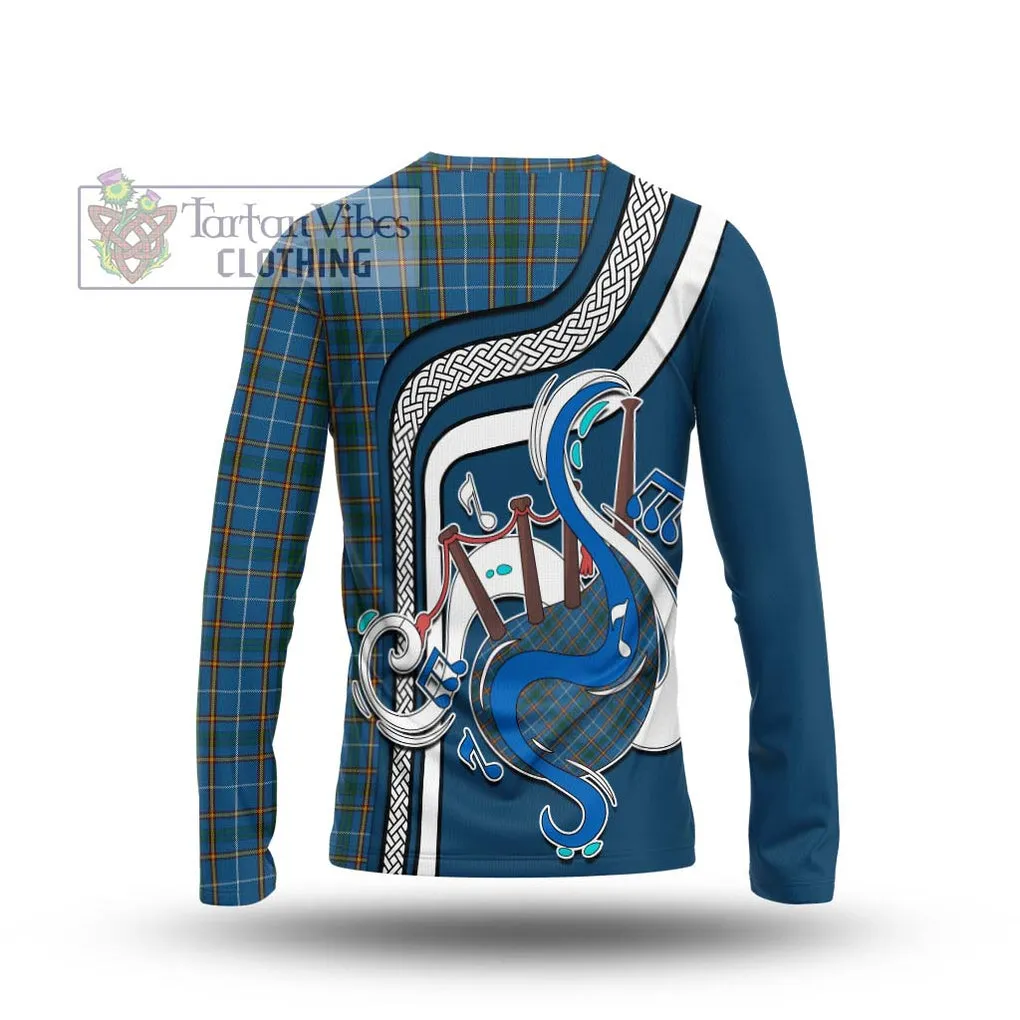 Bain Tartan Long Sleeve T-Shirt with Epic Bagpipe Style