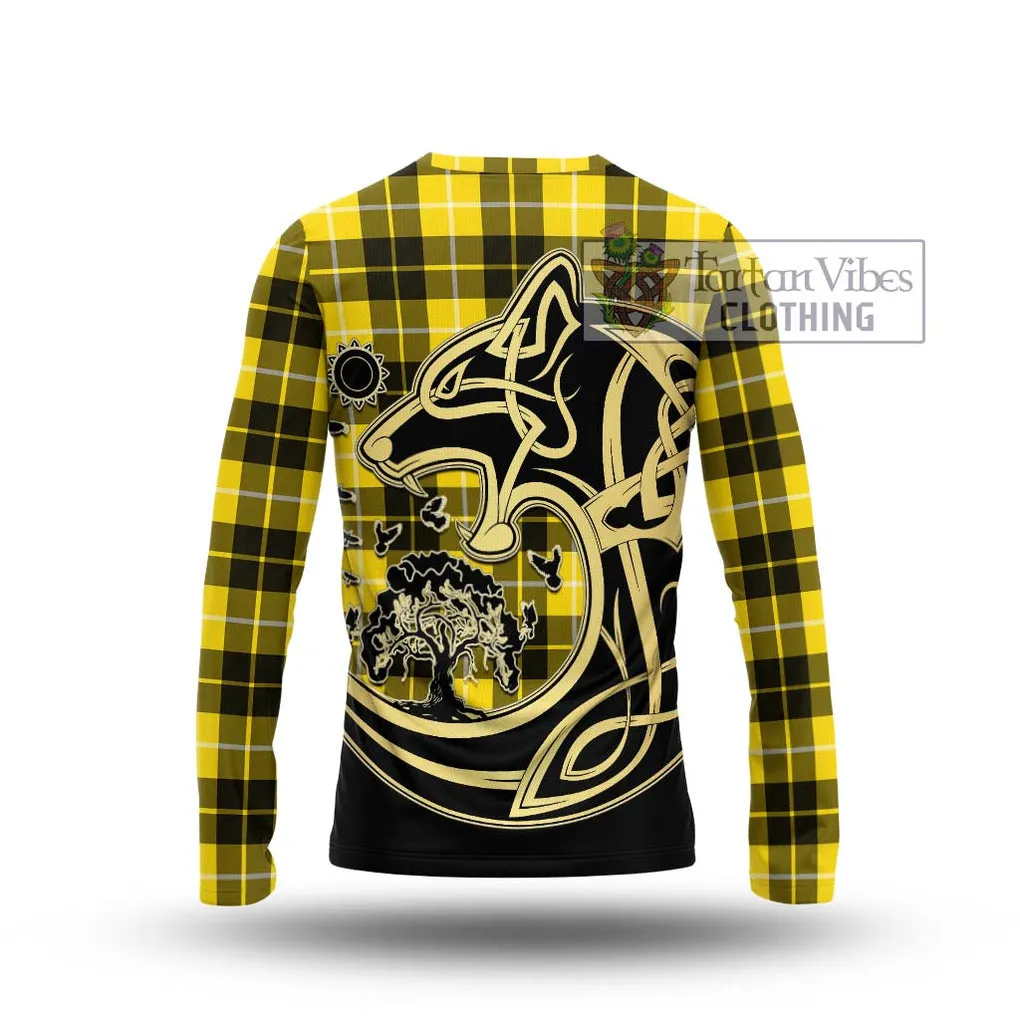 Barclay Dress Modern Tartan Long Sleeve T-Shirt with Family Crest Celtic Wolf Style