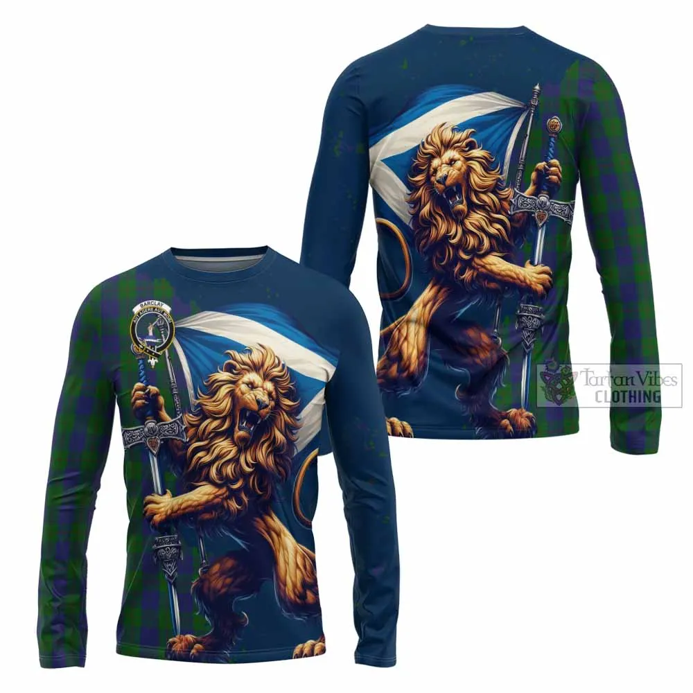 Barclay Tartan Family Crest Long Sleeve T-Shirt with Scottish Majestic Lion