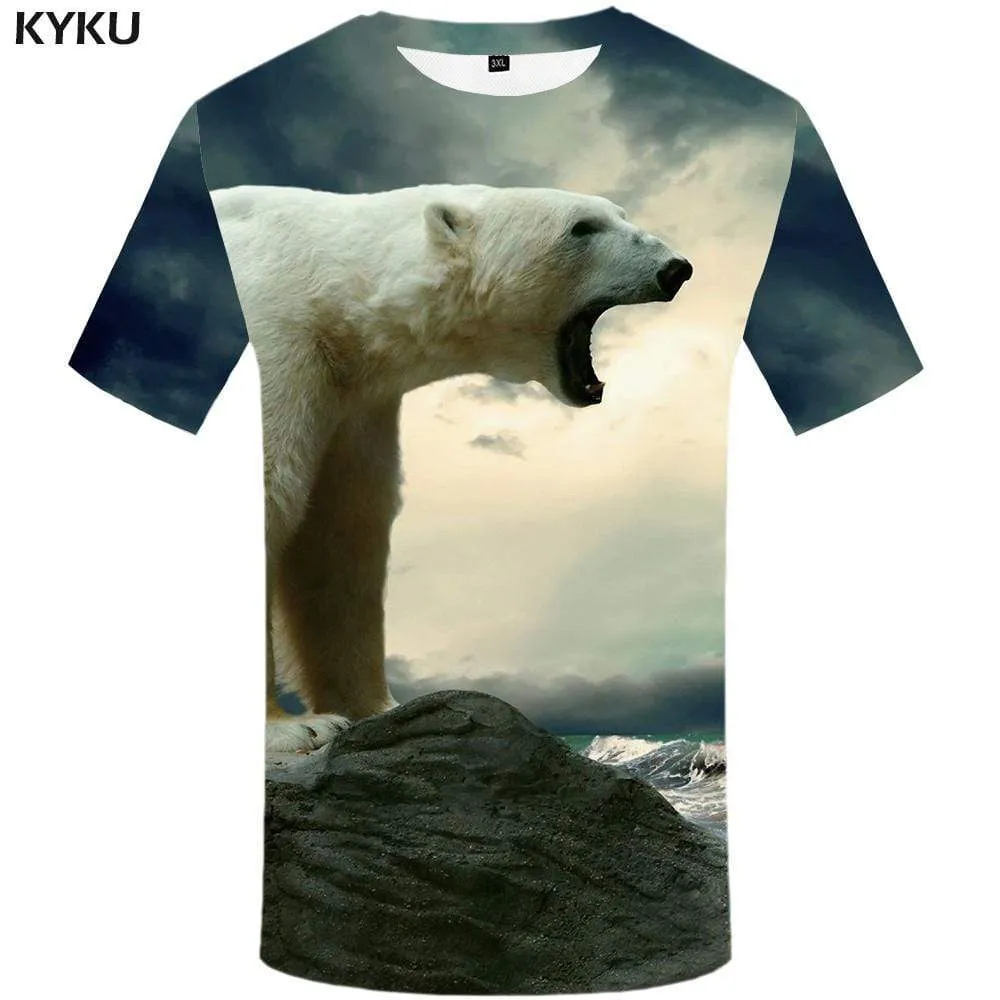 Bear T-shirts Men Animal T-shirt 3d Russia Tshirts Print Mountain T shirts Funny Angry Tshirt Anime Mens Fashion Hip hop Unisex