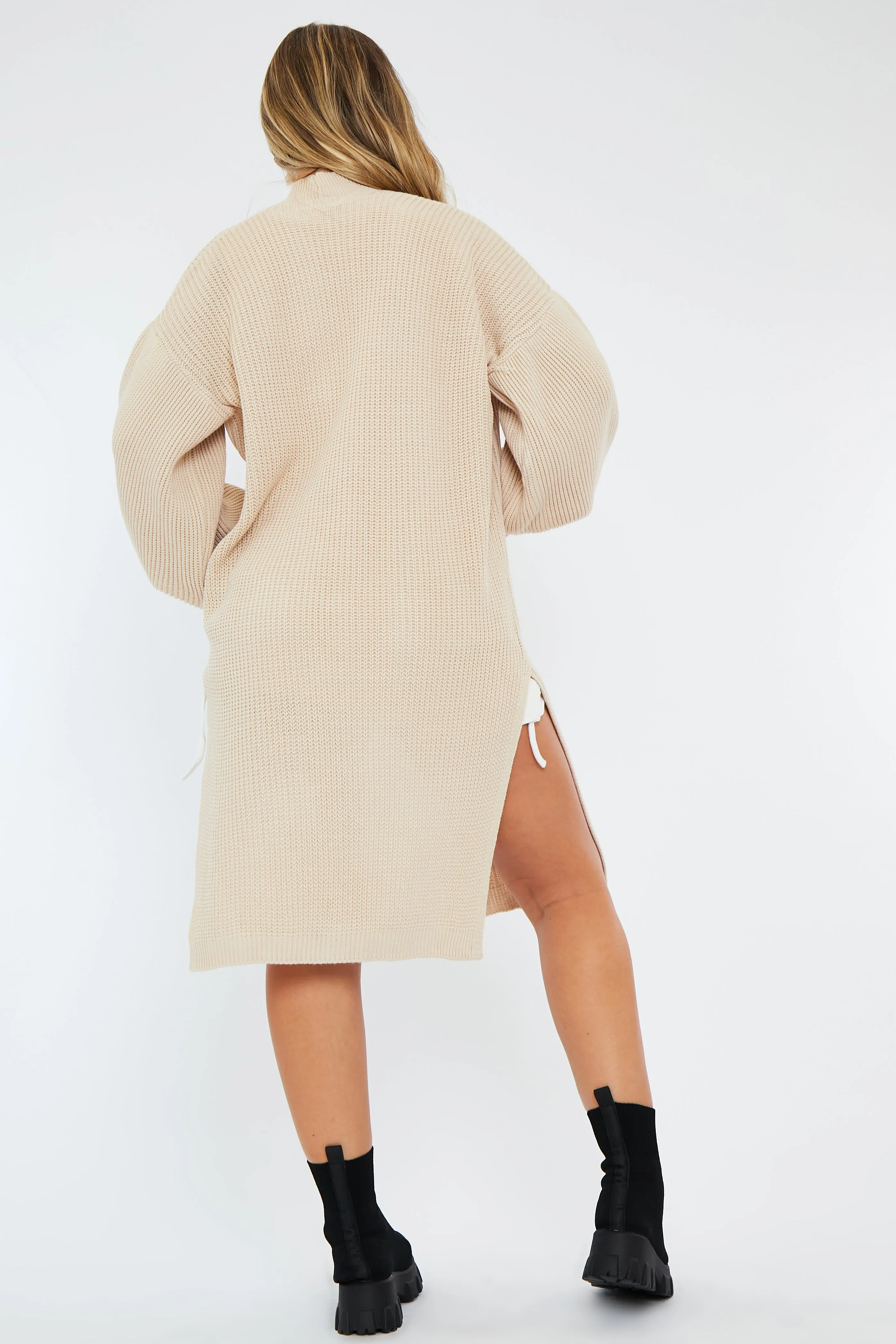 Beige Cable Knit Cardigan - Alice