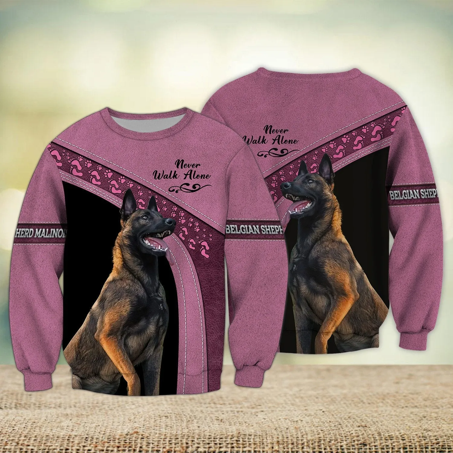 Belgian Shepherd Multicolor Love Never Walk Alone 3D Full Print Shirts, Sweatshirt Dog Gift