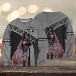 Belgian Shepherd Multicolor Love Never Walk Alone 3D Full Print Shirts, Sweatshirt Dog Gift