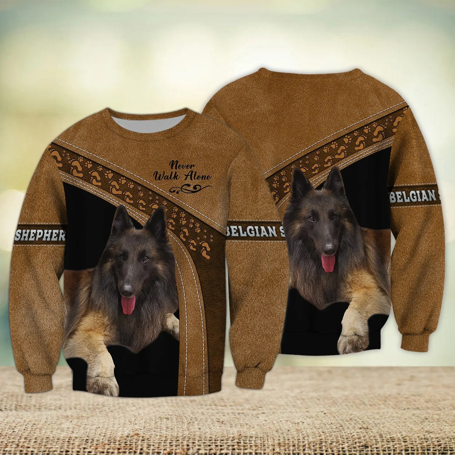 Belgian Shepherd Multicolor Love Never Walk Alone 3D Full Print Shirts, Sweatshirt Dog Gift