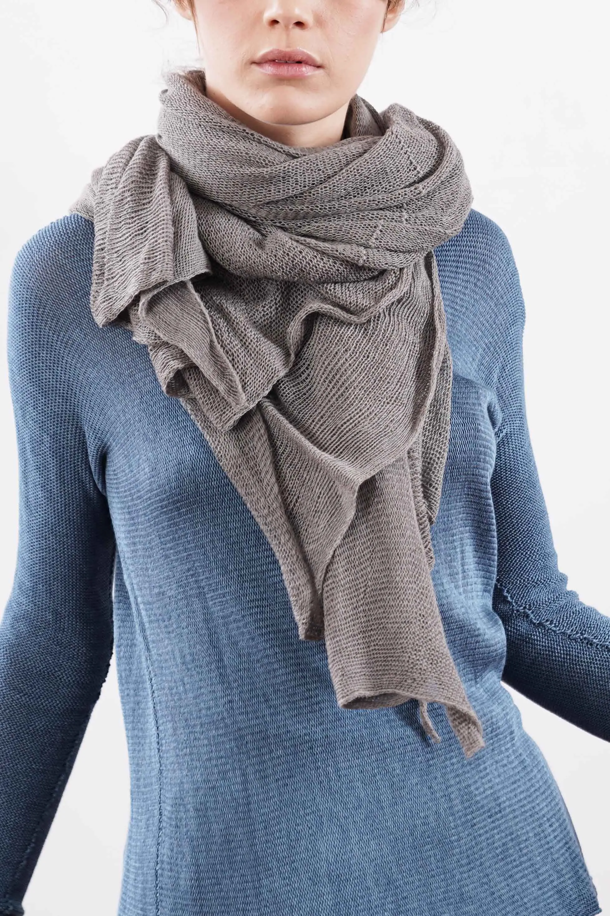 Big Soy Air Knit Scarf -Black-charcoal / gray