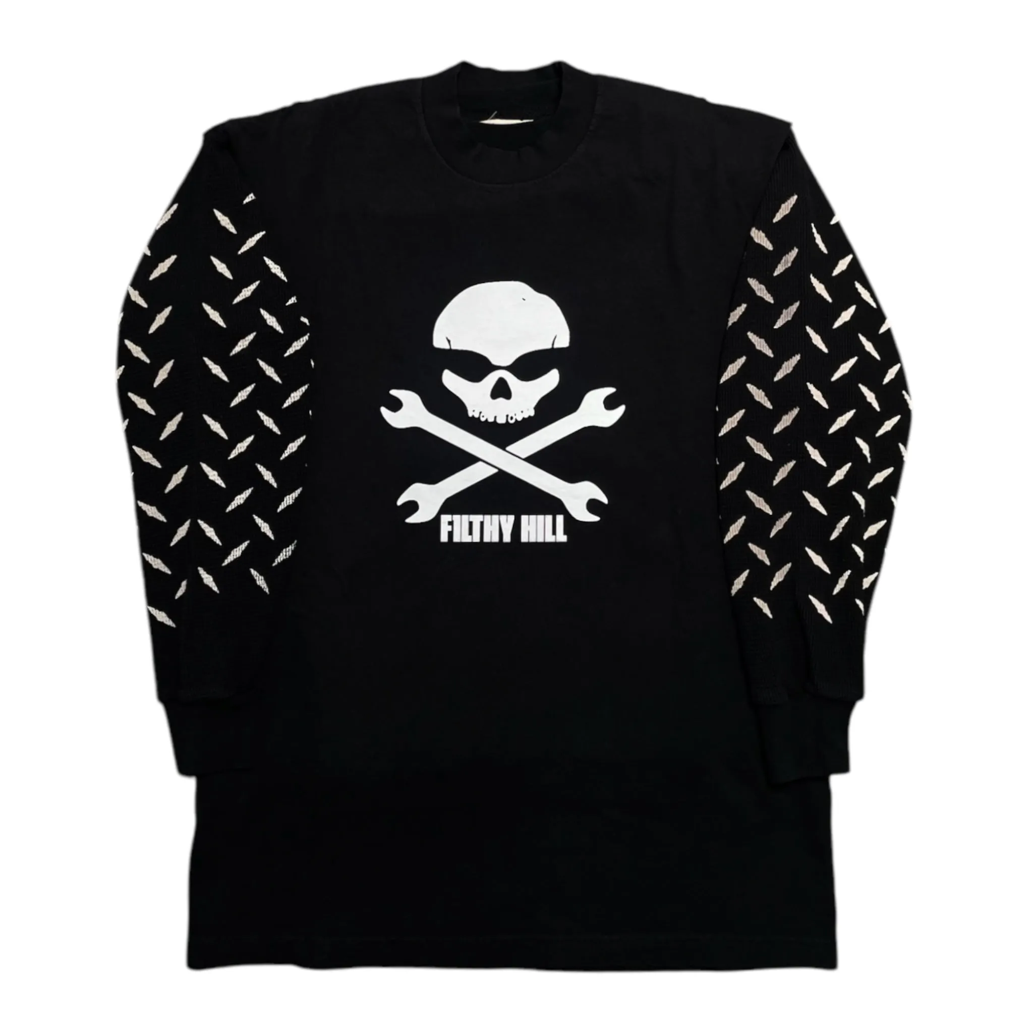 Billy Hill x WakeUpFilthy Skull & Wrenches Combo Thermal Long Sleeve Tee Shirt Black