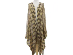 Black and Gold Checkered Kimono Poncho