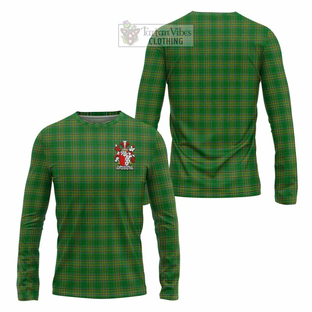 Blanchfield Irish Clan Tartan Long Sleeve T-Shirt with Coat of Arms