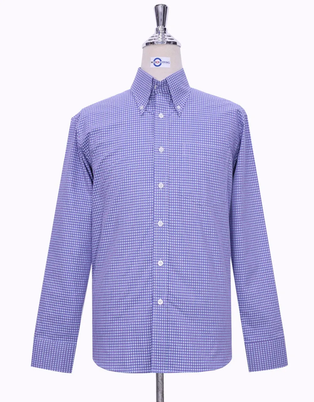 Blue And Pink Small Check Shirt