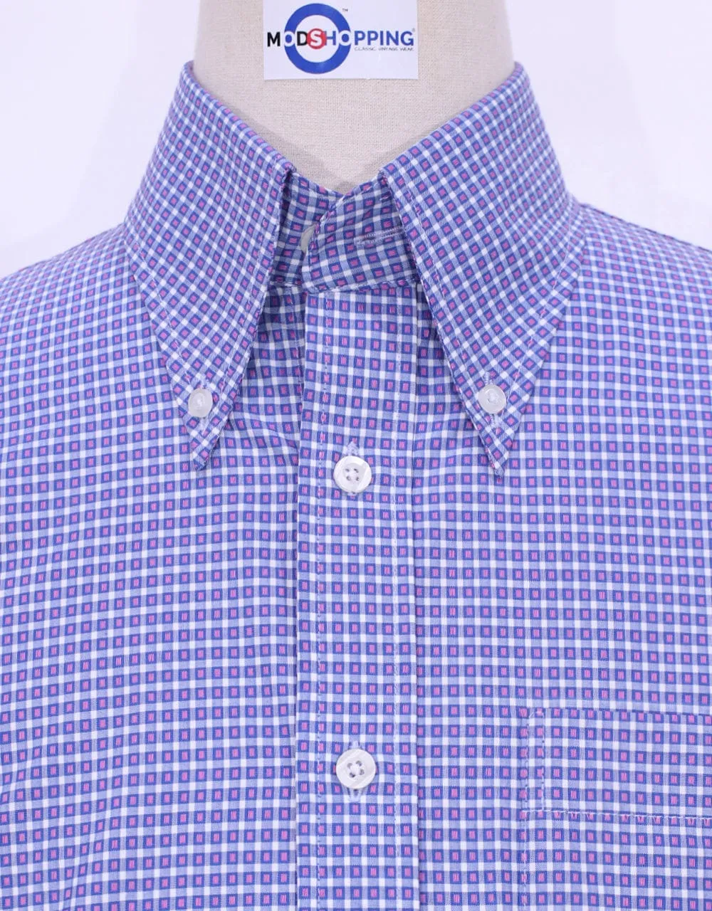 Blue And Pink Small Check Shirt