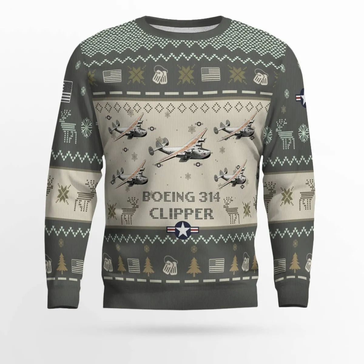 Boeing 314 Clipper Pan Am_Aircraft Ugly Sweater, Ugly Sweater Christmas Shirt for Men Dad Veteran