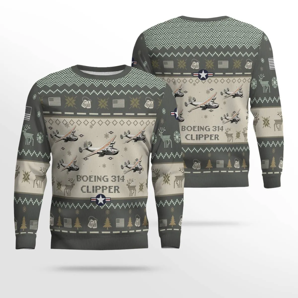 Boeing 314 Clipper Pan Am_Aircraft Ugly Sweater, Ugly Sweater Christmas Shirt for Men Dad Veteran