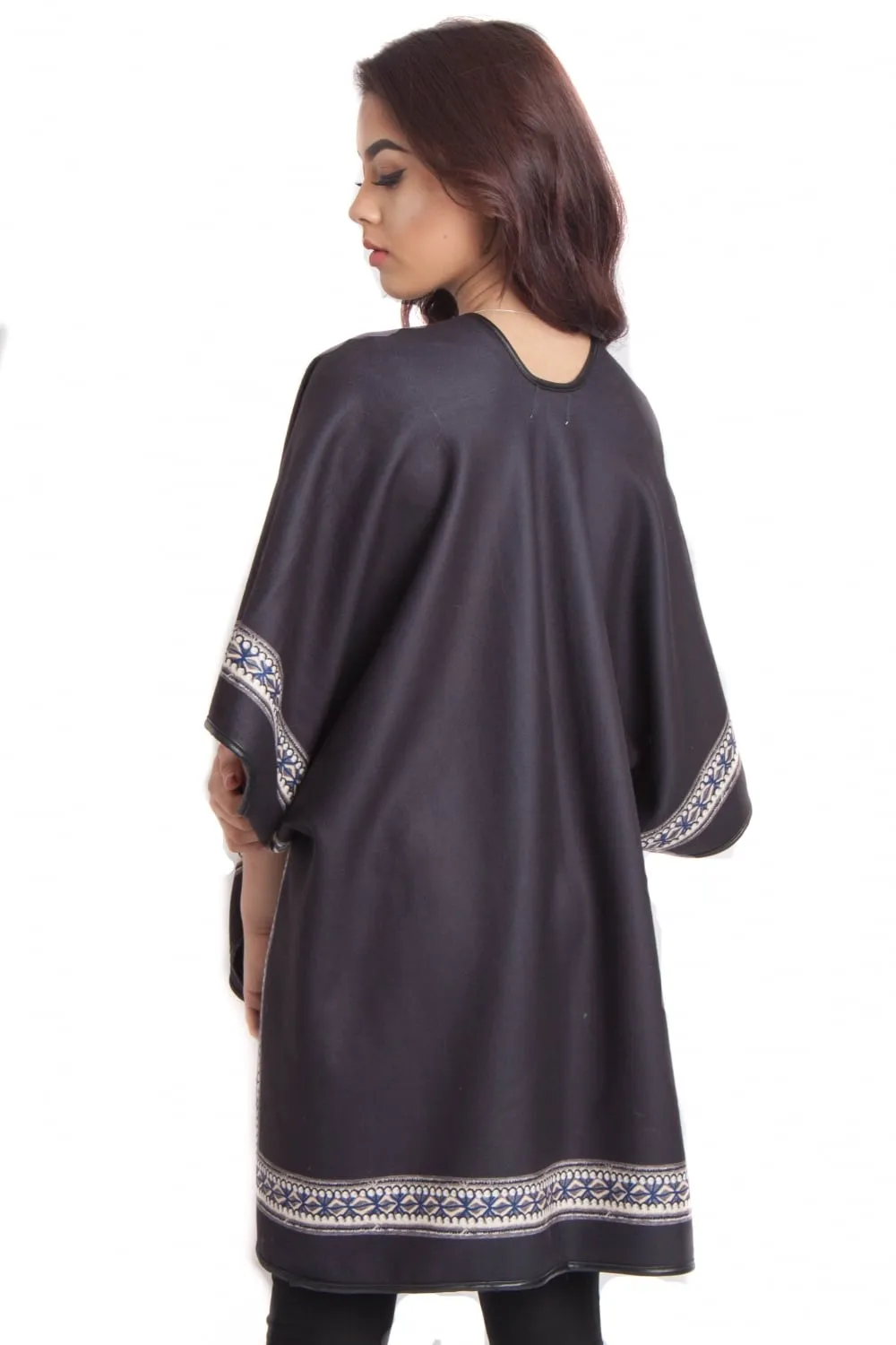 Border Print Poncho