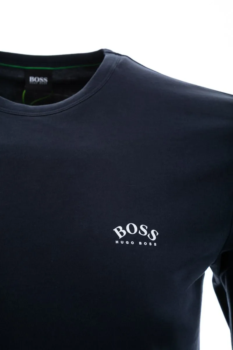 BOSS Togn Curved Long Sleeve T-Shirt in Navy