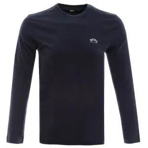 BOSS Togn Curved Long Sleeve T-Shirt in Navy