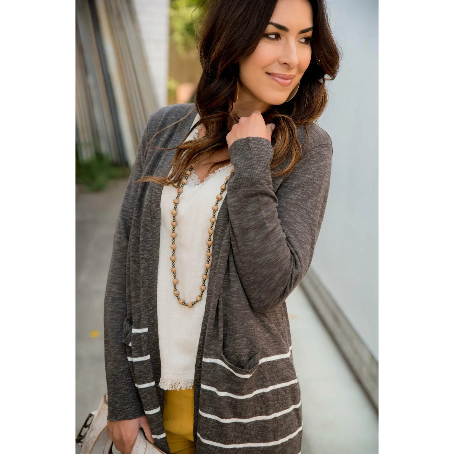 Bottom Striped Tunic Cardigan