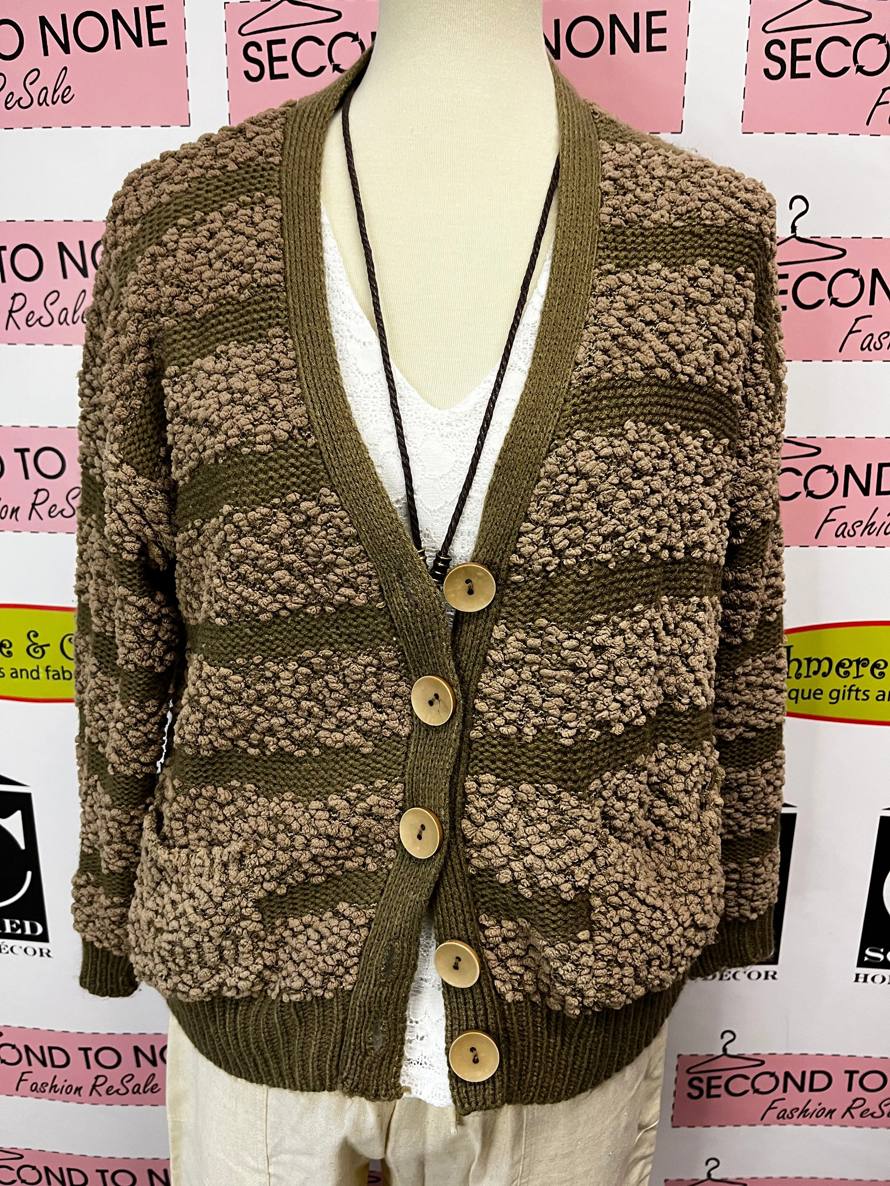 Brown Slub Cardigan (Size M)