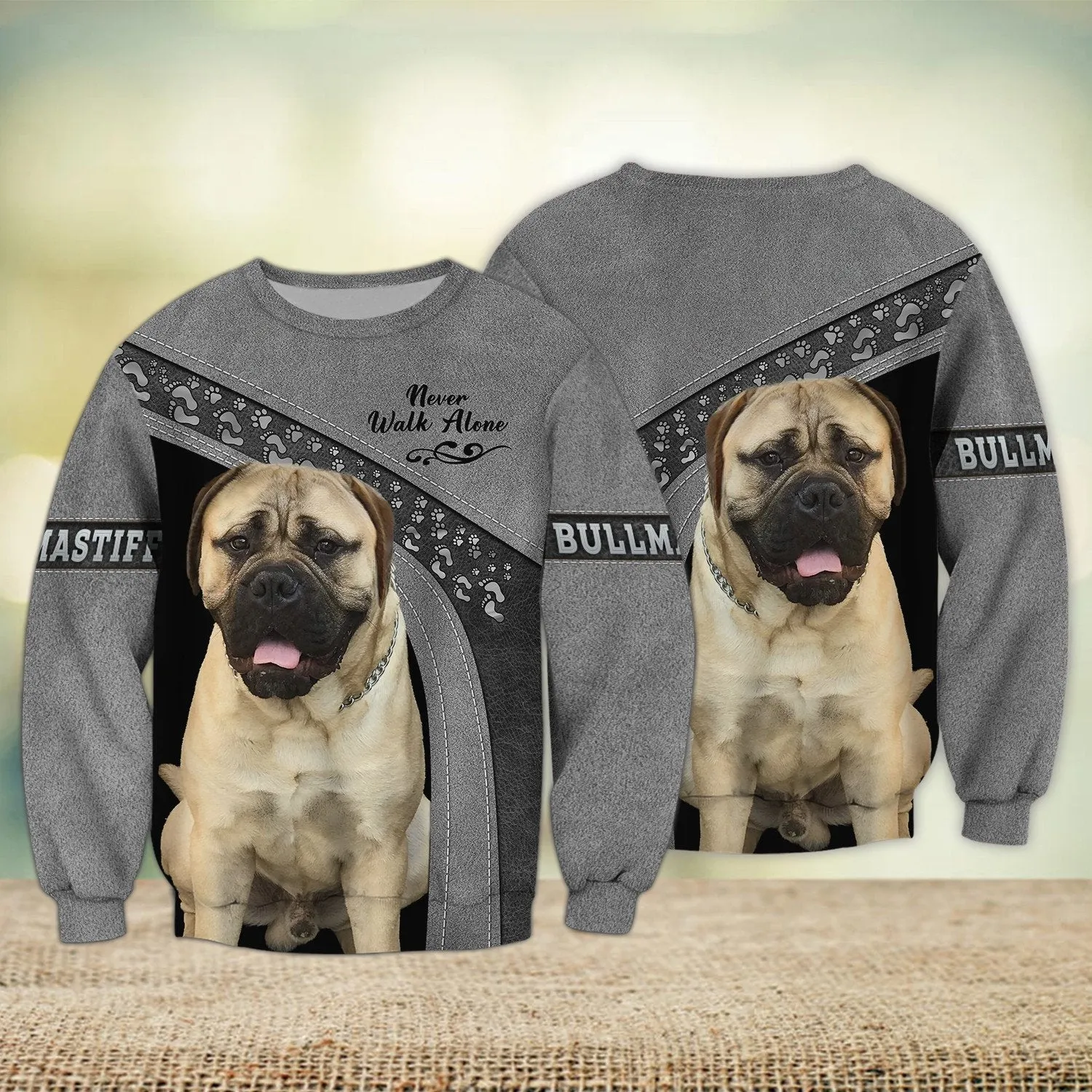 Bullmastiff Love Multicolor Option Never Walk Alone 3D Full Print Sweatshirt Christmas Shirts