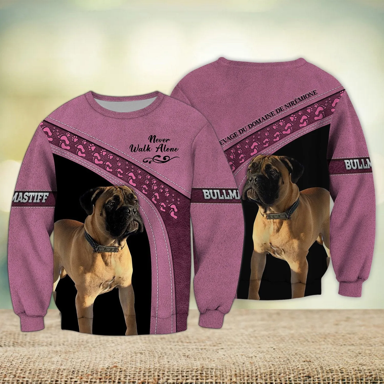 Bullmastiff Love Multicolor Option Never Walk Alone 3D Full Print Sweatshirt Christmas Shirts