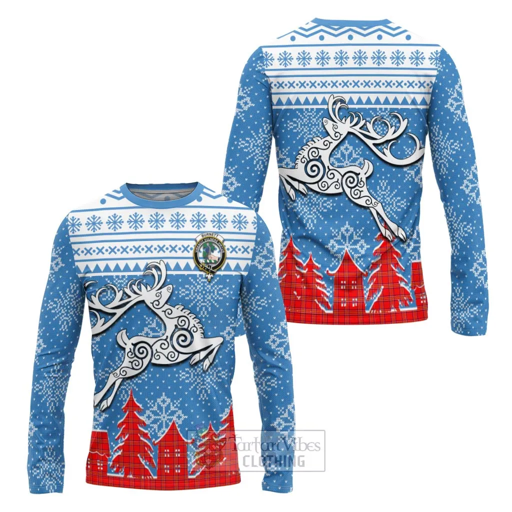 Burnett Clan Christmas Long Sleeve T-Shirt Celtic Reindeer Style