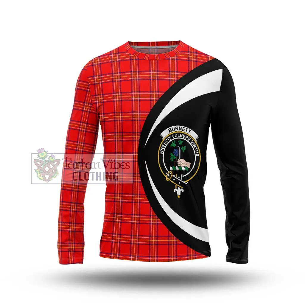 Burnett Modern Tartan Long Sleeve T-Shirt with Family Crest Circle Style