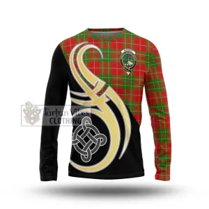 Burnett Tartan Long Sleeve T-Shirt with Family Crest and Celtic Symbol Style