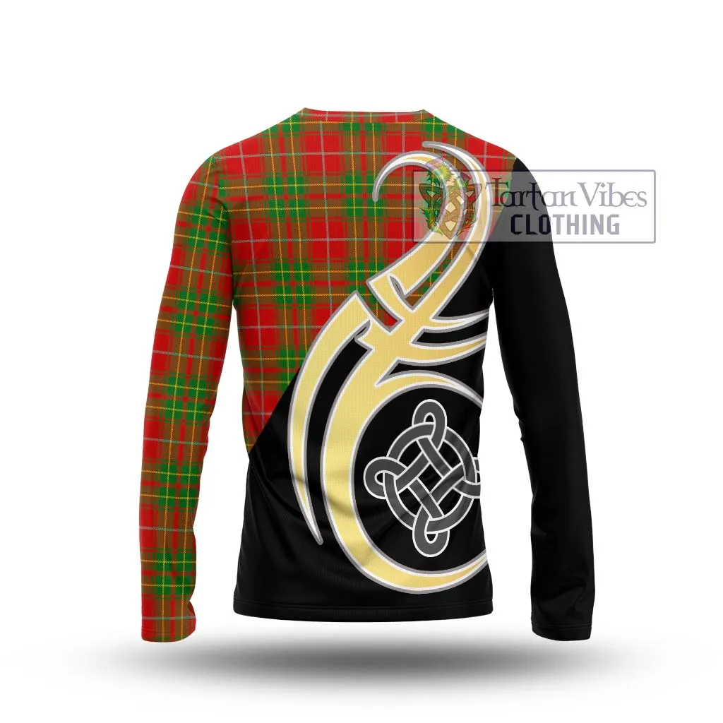 Burnett Tartan Long Sleeve T-Shirt with Family Crest and Celtic Symbol Style