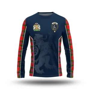 Butter Tartan Long Sleeve T-Shirt with Family Crest and Lion Rampant Vibes Sport Style